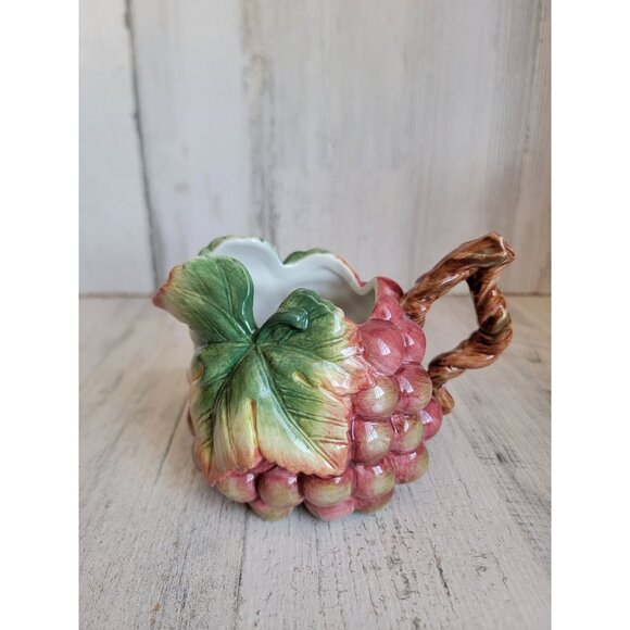 Fitz‎ Floyd grape cluster creamer pitcher vintage xmas fruit - Picture 1 of 6